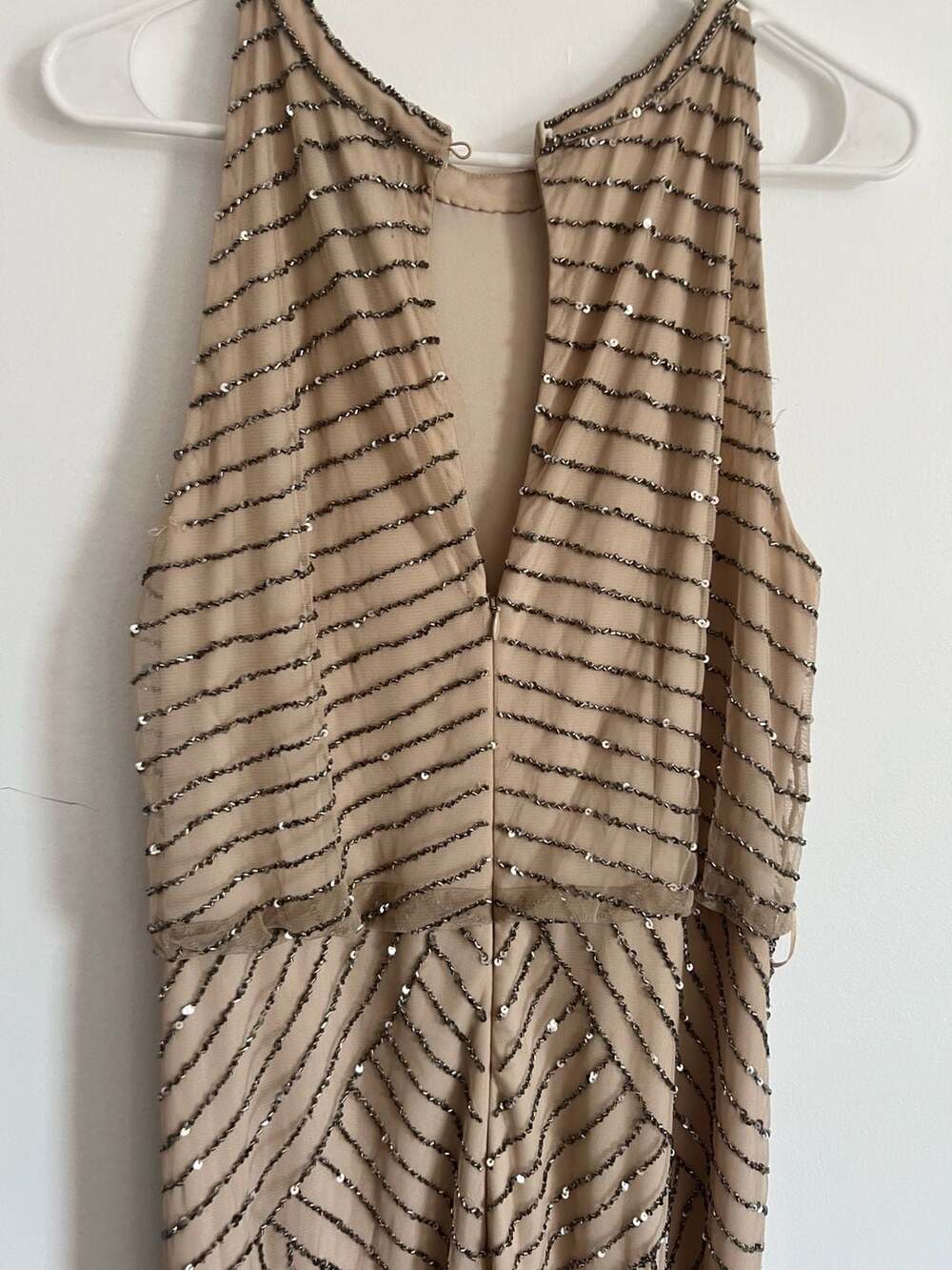 Adrianna Papell Madigan Art Deco Beaded Halter Blouson Gown - Picture 5 of 12